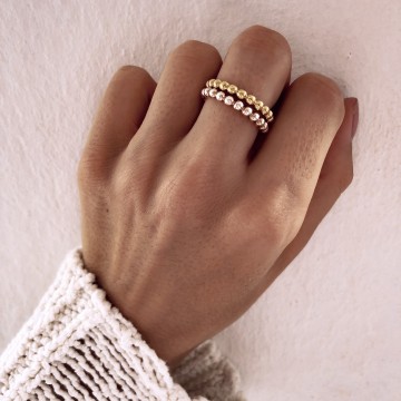 Ring Beaded Letter Gold Plated