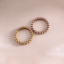Ring Beaded Letter Rose Gold Plated
