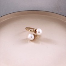 Ring Boho Double White Pearl