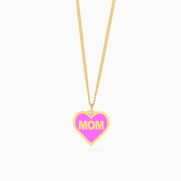 Necklace Enamel Heart Pink