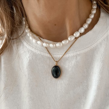 Necklace Naturaln Stone Onyx
