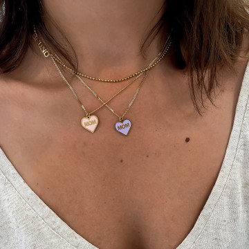 Necklace Enamel Heart Light Pink